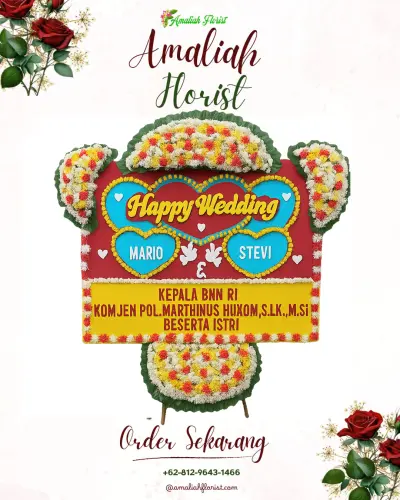 Karangan Papan Bunga Pernikahan di Gembol
